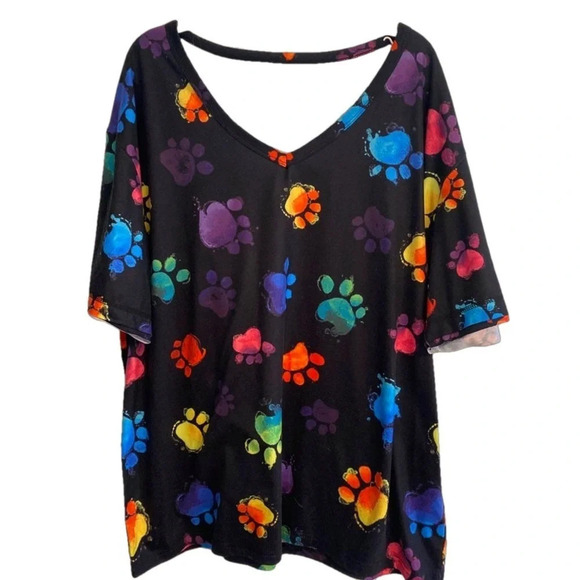 Neon paw print top. - Picture 1 of 5